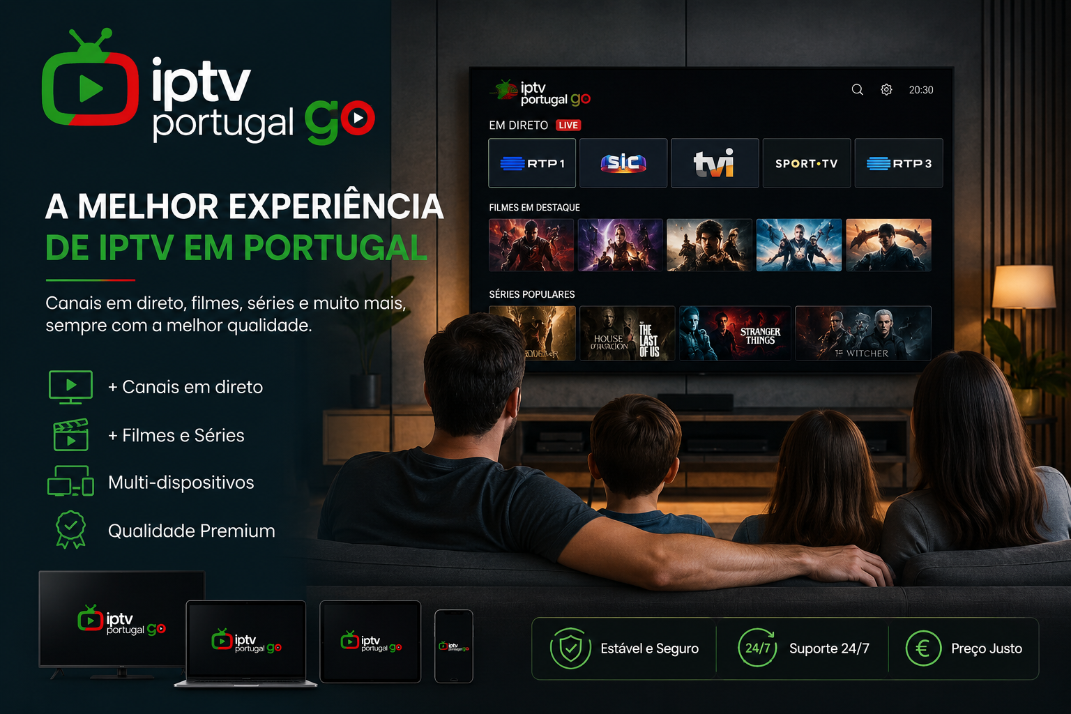 Catálogo de filmes e séries em 4K na IPTV Portugal Go